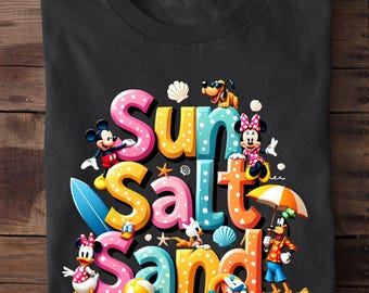 Disney Beach Shirt, Mickey & Friends Summer Tee, Sun Salt Sand Beach Trip T-Shirt, Cute Disney Vacation Shirt, Tropical Mickey Crew Tee