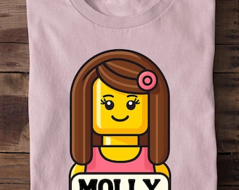 Camiseta personalizada de cumpleaños para niña con bloques de construcción, camisetas personalizadas con bloques de construcción, camisetas familiares a juego, camiseta con bloques de construcción, ¡Construyamos!