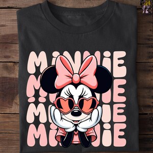 Minnie Mouse Pink Shirt, Cute Minnie Bow Tee, Disney Girl Birthday Outfit, Minnie Mouse Summer Shirt, Heart Glasses Minnie T-Shirt