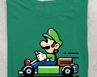 Luigi Mario Kart Racing Shirt, Luigi Driving Tee, Mario Kart Gamer Shirt, Nintendo Luigi Kart T-Shirt, Mario Kart Gift Tee