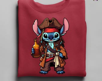 Stitch Sparrow Sweatshirt, Disney Stitch Sweat, Pirate Stitch Shirt, Disney Shirt, Disney Trip Tee, Disney Kids Shirt, Pirate Inspired Tee