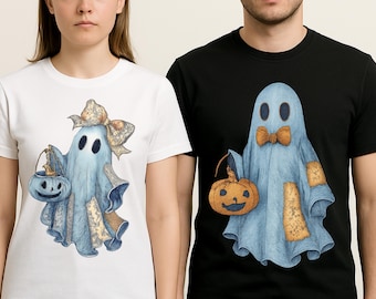 Matching Halloween Ghost Couple Shirts, Cute Spooky His and Hers Ghost Shirt, Halloween Couple Costume Idea, Halloween Couple Gift Idea