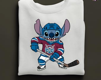 Custom Stitch Ice Hockey Sweatshirt, Disney Stitch Hockey Sweat, Hockey Stitch Hoodie, Personalized Ice Hockey Stitch Sweater,Ice Hokey Gift