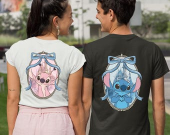 Stitch and Angel Couple Shirt, Stitch and Angel Shirt, Gift for Stitch Lover Couples, Disney Stitch Couple Shirt, Valentine's Day Gift Idea