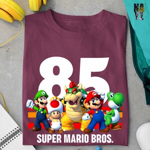 Super Mario Bros 85 Shirt,Super Mario Character Shirt,Super Mario Birthday Party Shirt,Mario & Friends Party Shirt,Personalized Mario Shirt