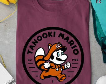 Camiseta Tanooki Mario, camiseta retro de Super Mario, camiseta de la familia Super Mario, camiseta del personaje de Super Mario, camiseta de fiesta de cumpleaños de Mario