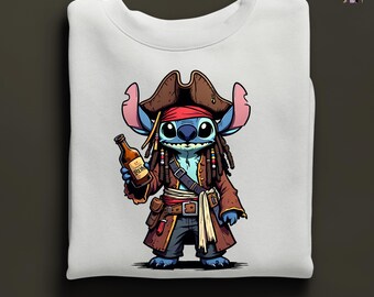 Stitch Sparrow Sweatshirt, Disney Stitch Sweat, Pirate Stitch Shirt, Disney Shirt, Disney Trip Tee, Disney Kids Shirt, Pirate Inspired Tee