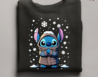 Stitch Sweatshirt, Stitch Hoodie, Winter  Stitch Sweatshirt, Disney Stitch Sweatshirt, Disney Trip Shirt, Stitch Ohana Sweat,Stitch Lilo Tee