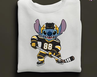 Custom Stitch Ice Hockey Sweatshirt, Disney Stitch Hockey Sweat, Hockey Stitch Hoodie, Personalized Ice Hockey Stitch Sweater,Ice Hokey Gift