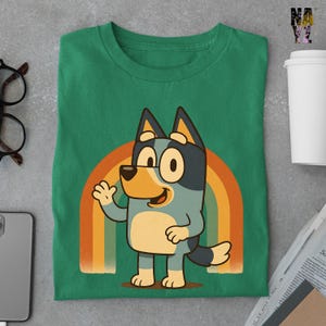 Bluey Shirt, Retro Bluey Tee, Cute Bluey Character Shirt, Bluey Rainbow Shirt, Bluey Inspired T-Shirt for Kids and Adults, Bluey Lover Gift