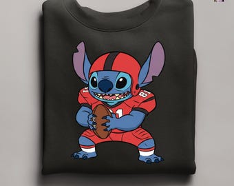 Custom Stitch Football Sweatshirt, Disney Stitch Hoodie, Super Bowl Football Sweater, Personalized Stitch Football Gift, Custom Football Tee