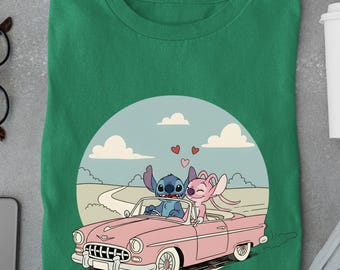 Stitch Valentines Day Shirt, Stitch and Angel Couple Shirt, Stitch Shirt, Angel Tee, Stitch Valentines Day Gift, Disney Valentines Day Shirt