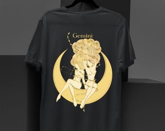 Vintage Gemini Shirt, Tee gift for Gemini, Zodiac Constellation Tee, Astrology Graphic Shirt, Retro Horoscope Moon Design, Gemini Lover Tee