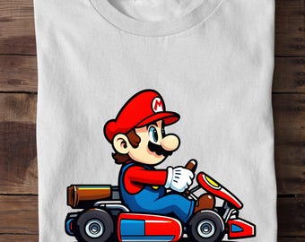 Mario Kart Racing Shirt, Retro Gamer T-Shirt, Cute Mario Driving Tee, Gaming Fan Shirt, Funny Nintendo Kart Game Graphic Tee