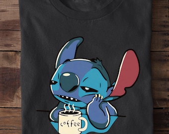Stitch Shirt, Coffee Lover Stitch Shirt, Disney Stitch Shirt, Lilo & Stitch Tee, Cofffee Lover Gift Idea, Family Disney Stitch Shirt