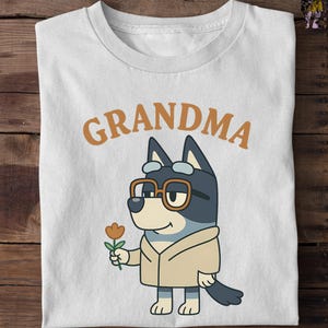 Bluey Grandma Shirt, Cute Cartoon Grandma Tee, Bluey Inspired Gift Shirt, Grandmother Character T-Shirt, Funny Grandma Dog Shirt
