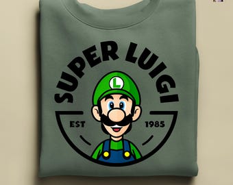 Super Mario Family Sweat, Luigi Sweatshirt, Super Mario Character Hoodie, Super Mario Birthday Party Sweatshirt, Mario & Friends Party Sweat