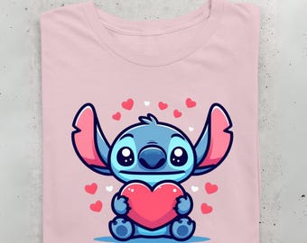 Kawaii Stitch Valentine's Day Shirt: Cartoon Love Tee