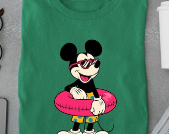 Mickey Summer Shirt, Funny Pool Day Tee with Float Ring, Retro Vacation Mickey Mouse Shirt, Disney Beach Shirt for Adults & Kids