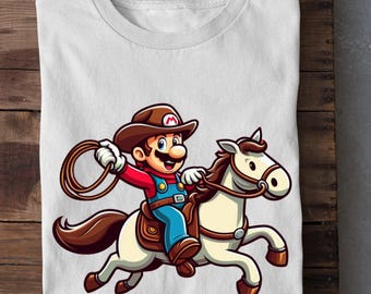 Mario Kart Shirt, Cowboy Mario Shirt, Nintendo World Shirt, Funny Mario Shirt, Super Mario Shirt, Super Mario Birthday Gift Shirt