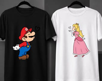 Camisetas de pareja de Super Mario y la Princesa Peach: Camiseta a juego para San Valentín - Regalo para San Valentín
