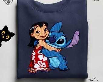 Stitch Sweatshirt, Stitch Hoodie, Embroidery Style Stitch Sweatshirt, Disney Stitch Sweatshirt, Disney Trip Shirt, Stitch Ohana Sweat