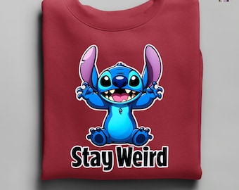 Stitch Sweatshirt, Stitch Hoodie, Stay Weird Stitch Sweatshirt, Disney Stitch Sweatshirt, Disney Trip Shirt, Stitch Ohana Sweat, Lilo Tee