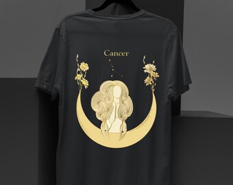 Camiseta vintage de Cáncer, regalo para Cáncer, camiseta con constelación del zodíaco, camiseta con gráfico astrológico, diseño retro de la luna del horóscopo, camiseta para amantes de Cáncer