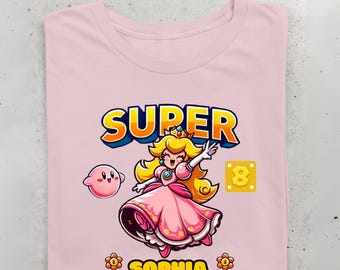 Custom Super Mario Birthday Shirt, Princess Peach Custom Birthday Gift, Mario Birthday Girl Shirt, Mario Birthday Party, Custom Mario Shirt