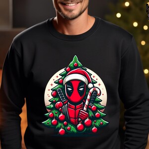 Deadpool Christmas Sweatshirt, Funny Santa Deadpool Sweatshirt, Superhero Ugly Christmas Sweatshirt, Christmas Matching Sweatshirt