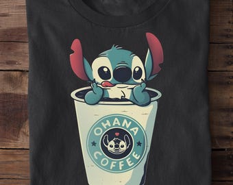 Stitch Shirt, Coffee Lover Stitch Shirt, Disney Stitch Shirt, Lilo & Stitch Tee, Cofffee Lover Gift Idea, Family Disney Stitch Shirt