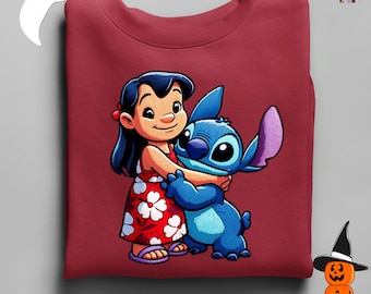 Stitch Sweatshirt, Stitch Hoodie, Embroidery Style Stitch Sweatshirt, Disney Stitch Sweatshirt, Disney Trip Shirt, Stitch Ohana Sweat