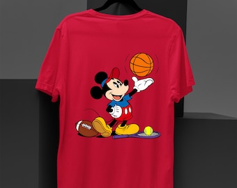 Mickey Mouse Shirt, Disney Character Playing Sports Tee, Basketball Football Tennis Mickey Tee, Athletic Disney Kids T-Shirt, Mickey Mouse