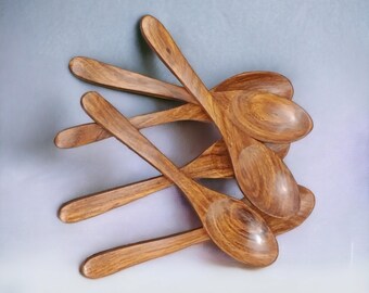 Handmade Shisham Wood Teaspoons: Set of 6, Kitchen Spices Spoons