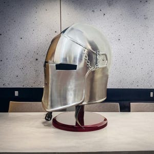 Medieval Visored Barbute Helmet Mild Steel Armor with Leather Liner Knight Historical Armory Helmet LARP Cosplay Costume Halloween Props