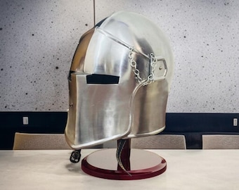 Medieval Visored Barbute Helmet: Mild Steel Knight Armor, LARP Cosplay