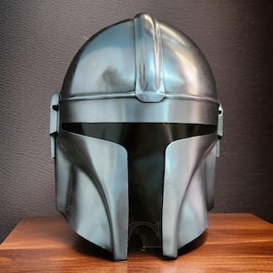 Mandalorian Helmet, 18 Gauge Steel Cosplay Prop with Inner Liner, Star Wars Halloween Costume Mando Helmet for Roleplay, Display
