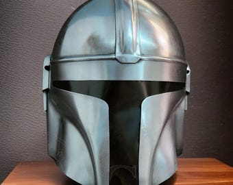 Handcrafted 18 Gauge Steel Mandalorian Helmet, Star Wars Cosplay Prop