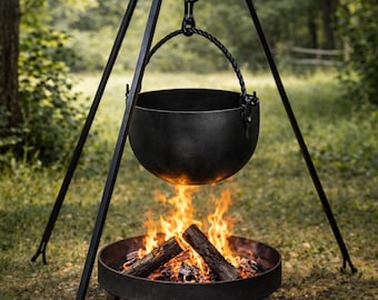 Medieval Hand Forged Iron Campfire Tripod | Outdoor Cooking Stand | CANOGLOOIndia
