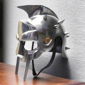 Casco de gladiador Maximus, armadura griega, casco de gladiador para juego de rol, accesorio de cosplay con soporte de exhibición gratuito, casco de armadura Meridians