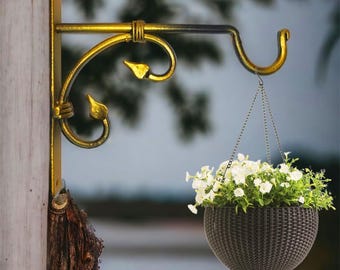 Wall Hanging Hook Set: Antique Golden Iron Plant Hanger