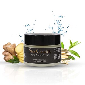 Skin Centrick Acne Night Cream -Gentle Moisturizer for Acne-Prone Skin -Water-Based Formula with 1% Salicylic Acid and Soothing Tea Tree Oil