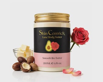 Rose Shea Body Butter for Deep Hydration, Soft Smooth Skin