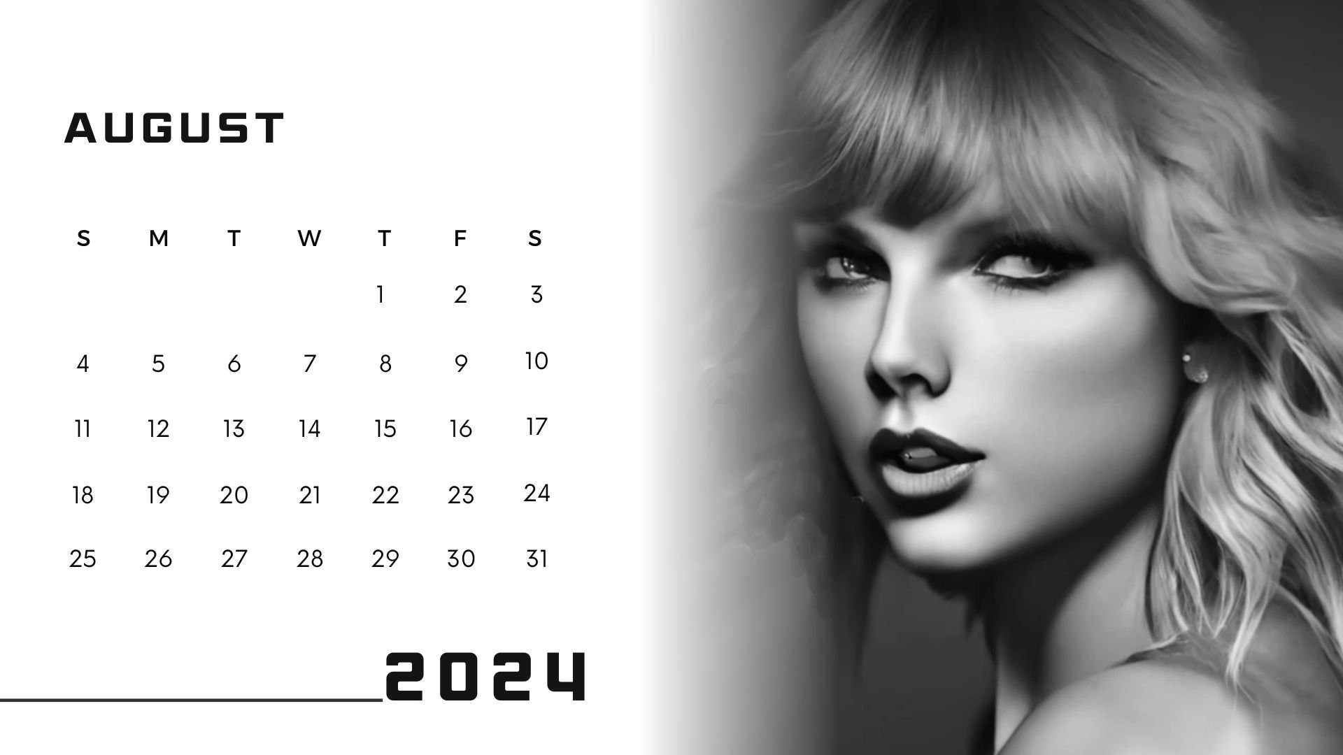 Taylor Swift Calendar 2024.taylor Swift Png.taylor Swift Poster