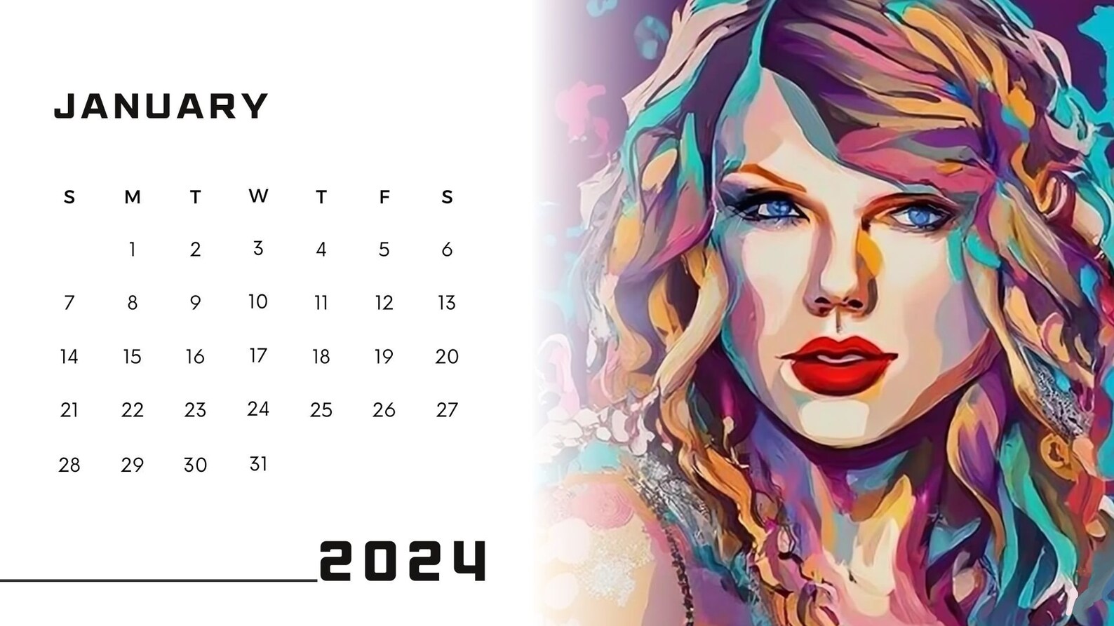 Taylor Swift Calendar 2024 taylorswift Png taylorswift Digital Download