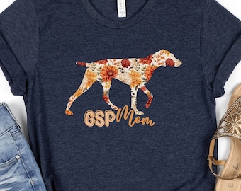 Dog Shirt, German Shorthaired Pointer TShirt, Dog Mom T-Shirt, GSP Mom, Pointer Tee-Shirt Pointer Gift, Pumpkin Tee Shirt, GSP Dog Fall Gift