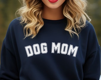 Vintage estilo estético DOG MOM sudadera de moda perro mamá Crewneck Varsity estilo sudadera perro amante sudadera regalo para las mujeres Fur Mama Top