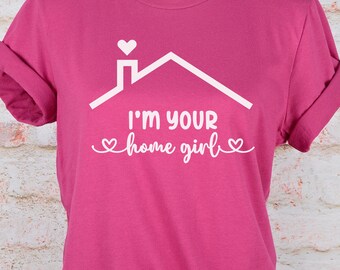 Camiseta de chica de bienes raíces, regalo para agente inmobiliario, humor de casa, estética, estilo retro moderno, cierre, esta chica vende bienes raíces