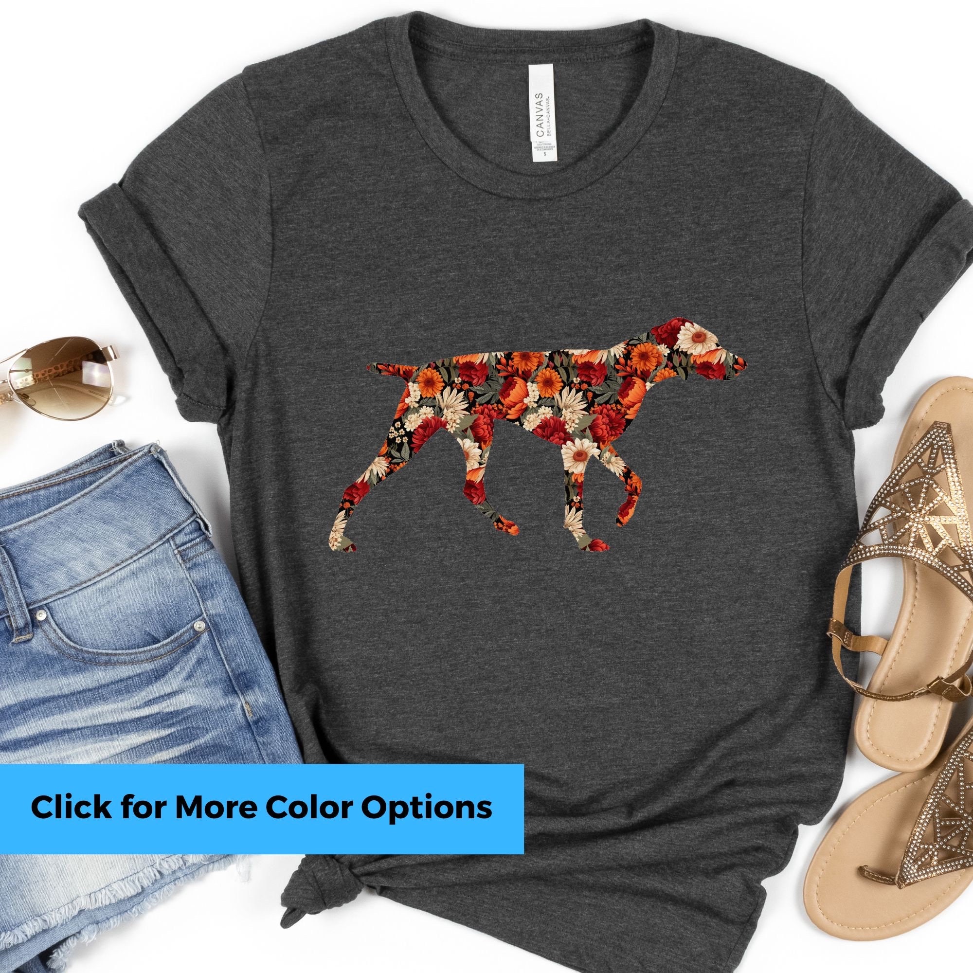 Bird Dog Floral Shirt German Shorthaired Pointer Tee, Dog Mom T-Shirt, GSP Mom, Pointer Shirt, German Shorthair Pointer Gift, GSP Dog, Fall