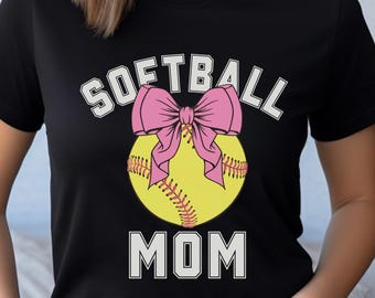 Softball Mom Shirt, Game Day Shirt for Baseball Mom,  Coquette Softball Mama Shirt, Sports Mom Gifts, Mom Era Shirt, Bow Softball Mom Gift